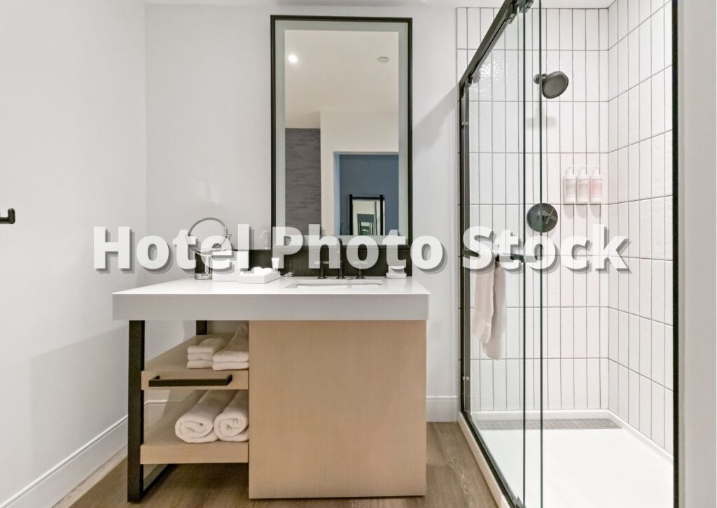 hotel bathroom with mirror